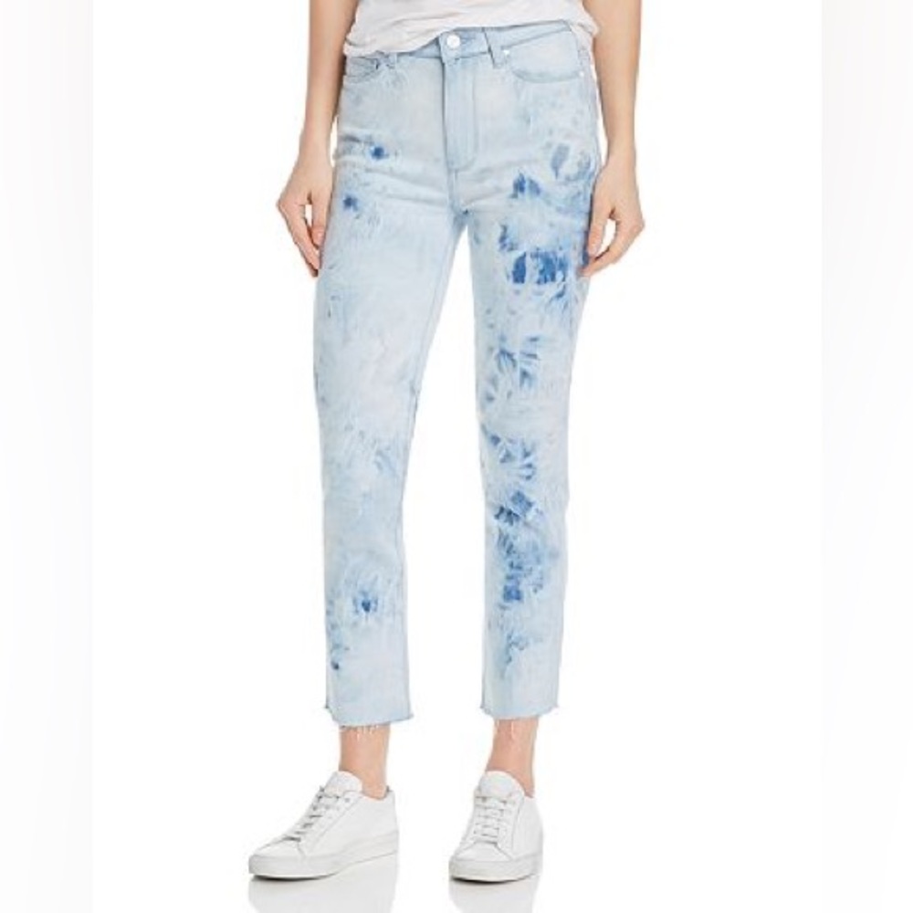 PAIGE Hoxton Slim Raw Hem Jeans - Indigo Tie Dye